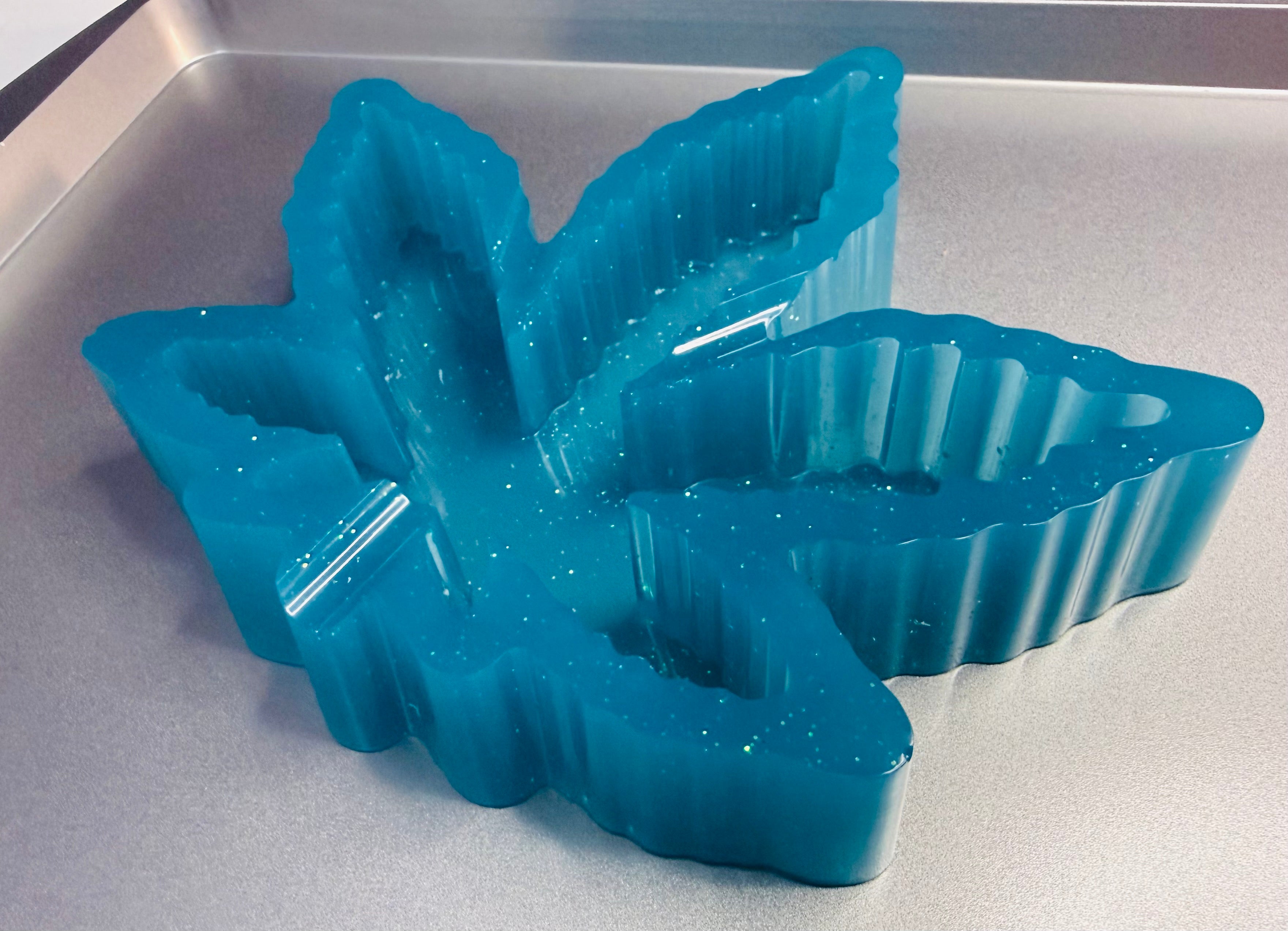 Glittery Teal Cannabis Leaf Resin Ashtray / Catch-all Trinket Dish