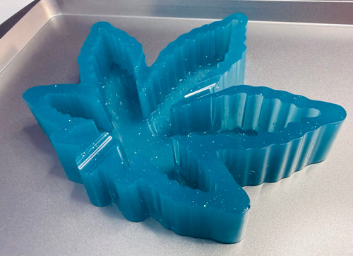 Glittery Teal Cannabis Leaf Resin Ashtray / Catch-all Trinket Dish