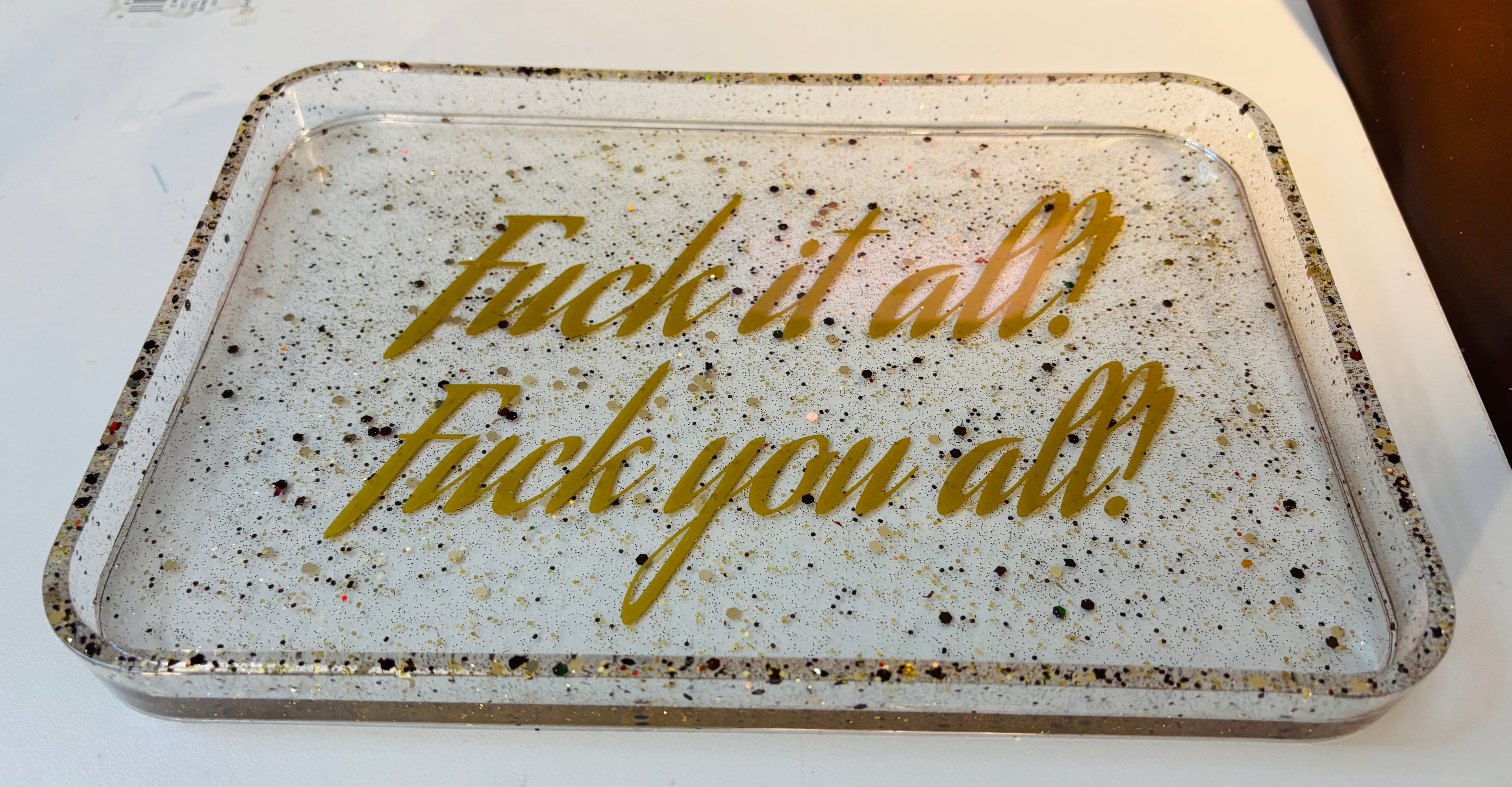 "F*ck It All Tray – Handmade Resin Statement Decor"