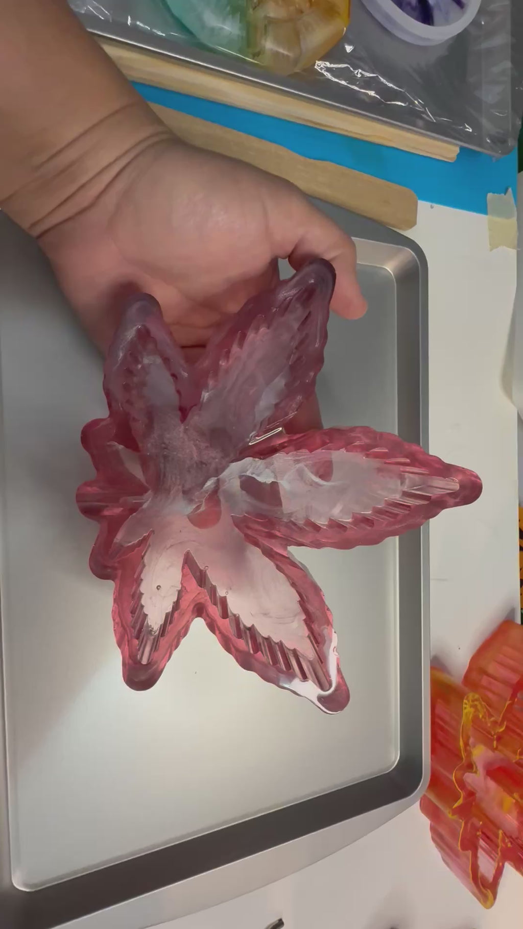 Marbled Pink & Silver Resin Catch-All Trinket Dish